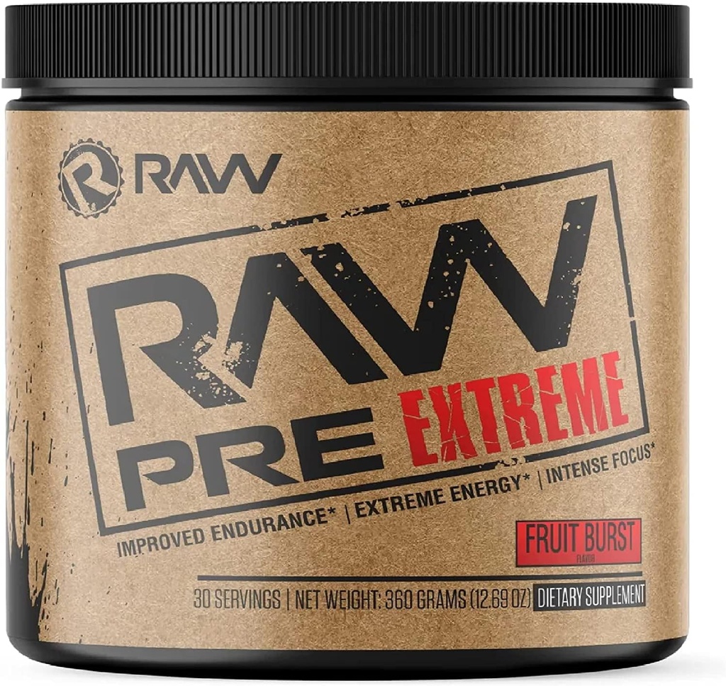 RAW Preworkout Extreme | High Stimulant Preworkout אבקת שתייה, אנרגיה קיצונית, פוקוס ו- Endurance Booster | Explosive Strength and Pumpout for Max Gains