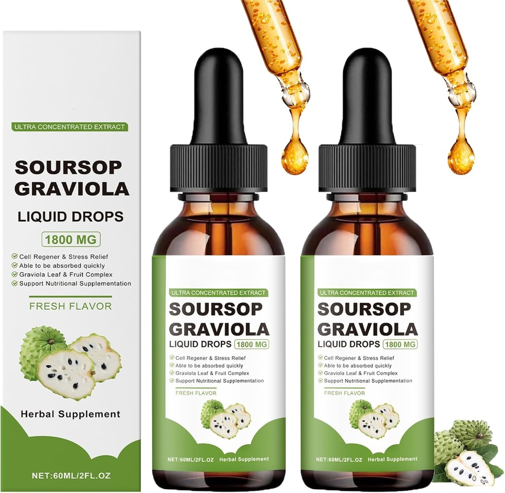 Naturesours Pure Organic Soursop Extractsop, Soursop שמן אורגני לסרטן, Soursop Bitters נוזל נוזלי, Soursop Graviola טיפות 1800 מ"ג, Herbal Goodness, Natural Flavor (2)