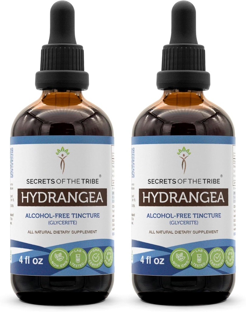 סודות של השבט hydrongea Tincture אלכוהול חינם לחלץ, hydrongea (Hydrangea arborescenscens) Dried Root (2x4 FL OZ)