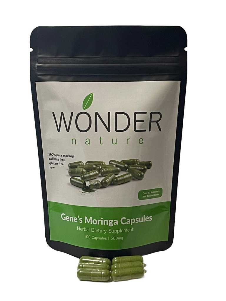ג'ין של Moringa ירוק אבקה 100 Veg, קפסולות גבוהות, אנרגיה פוקוס ואזהרה, להגדיל את Immune Systym
