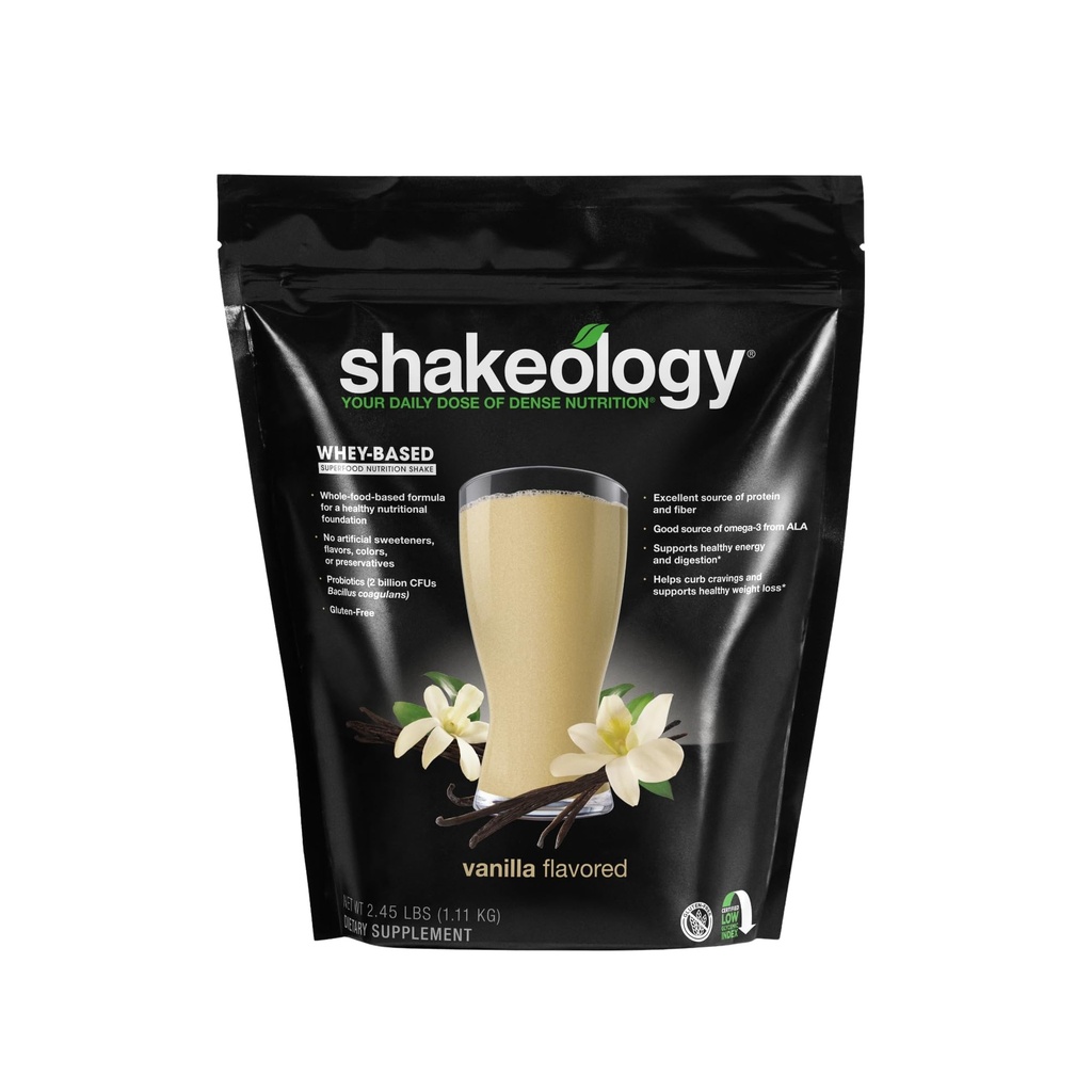 Shakeology Whey חלבון אבקת בלגן - Gluten Free, Superfood חלבונים שקד עם ויטמינים ומינרלים - עוזר לתמוך במשקל בריא, תמיכה שרירית Lean, Gut Health - Vanilla, 30 משרתות