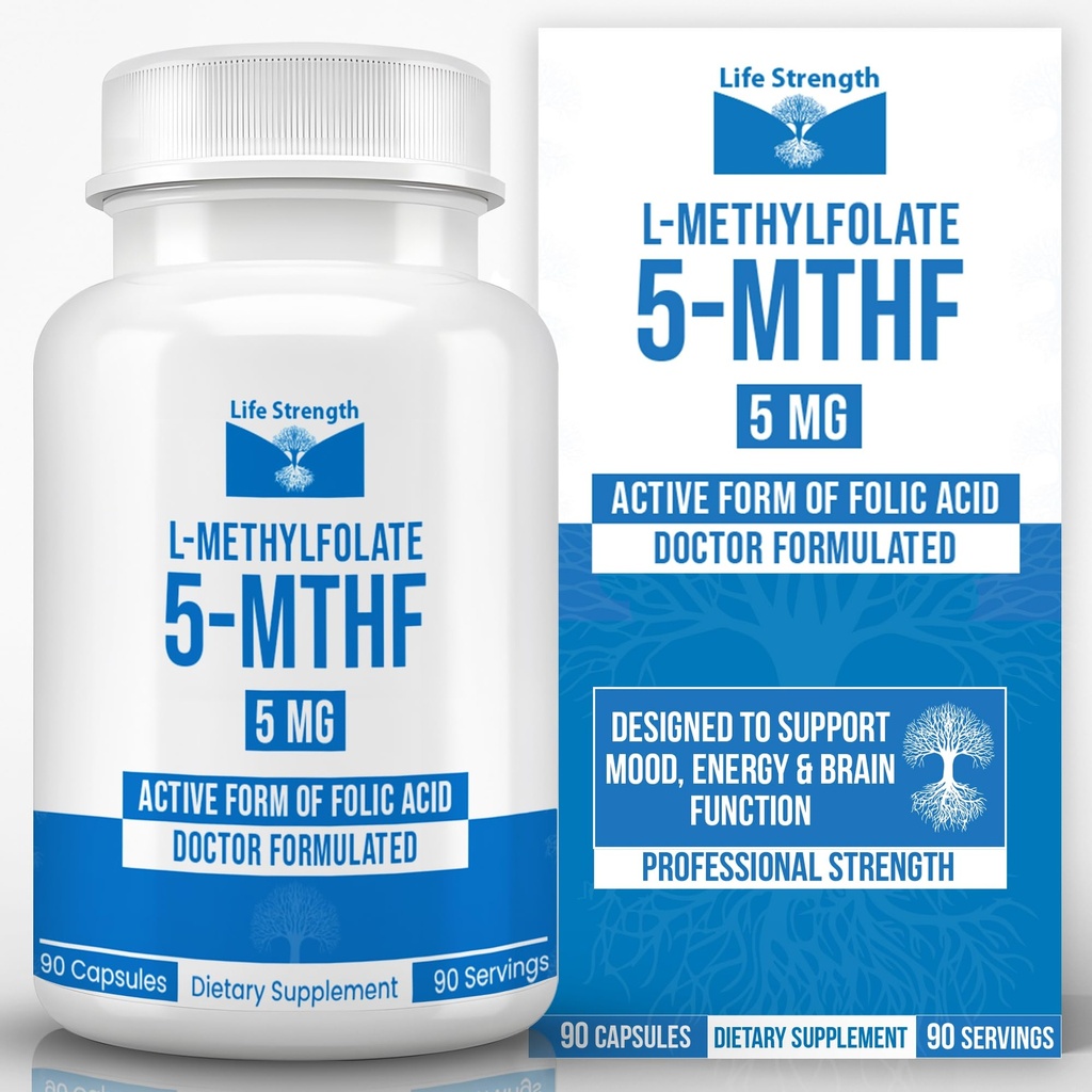 L-Methylfolate 5 MG, Optimized & Highly Bioactive Methyl Folate, 5-MTHF תוספת עבור Mood ו Immune תמיכה, תזונה טבעית עבור אנרגיה, non-GMO & Gluten-Free, 90 קפסולות