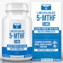 L-Methylfolate 5 MG, Optimized & Highly Bioactive Methyl Folate, 5-MTHF תוספת עבור Mood ו Immune תמיכה, תזונה טבעית עבור אנרגיה, non-GMO & Gluten-Free, 90 קפסולות
