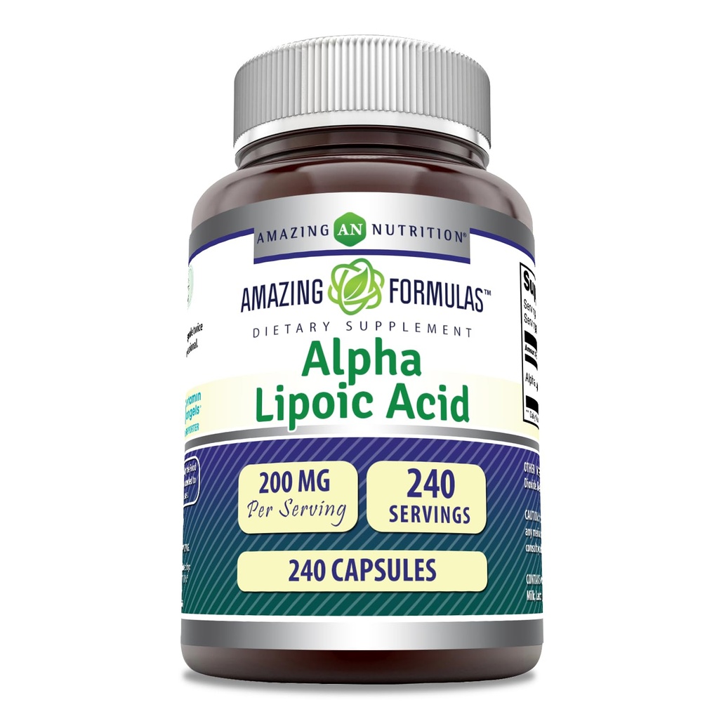 פורמולה מדהימה Alpha Lipoic Acid | 200 תוסף Mg | קפסולות | Non-GMO | Gluten-Free | Made in USA (1 Pack, 240 Count)