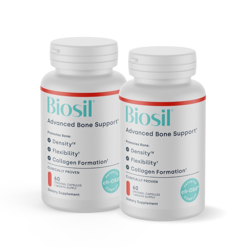 Biosil Bone Collagenizer - 60 קפסולות Veggie, Pack של 2 - עם פטנט ch-OSA מורכב + Choline, Inositol, MK7 & ויטמין B12 - GMO חינם - 60 ימים אספקה
