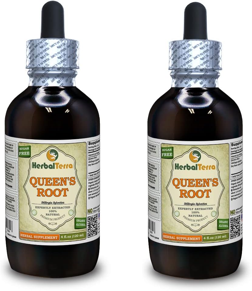 שורש המלכה (Stillingia Silvatica) Tincture, Dried Roots נוזל לחלץ (שם בדוי: HerbalTerra, המיוצר גאה בארה"ב) 2x4 fl.oz (2x120 מ"ל)