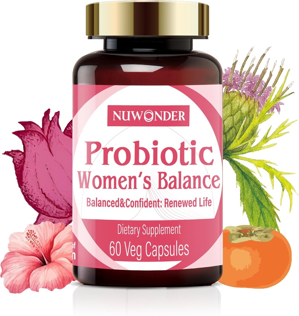 פרוביוטיקה ופרוביוטיקה לנשים - תערובת Probiotics Vaginal Probiotics, Natural Prebiotics, Herbal Support, Promote Feminine Health & Intimate Balance, Removee Vaginal Odors & pH Balance, 60 קפסולות.