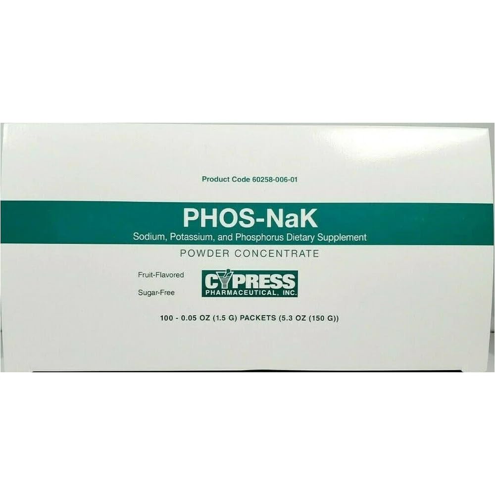 MCK27102 - Cypress Pharmaceutical Phos-NaK Dietary Supplement Sodium / Potassium / Phosphorus 160 מ"ג -280 מ"ג - 250 מ"ג יחידה Dose, אבקת הפה ריכוז הפירות פלבדור פירות