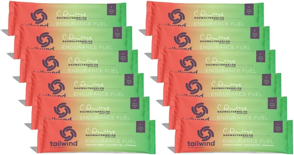 Tailwind Nutrition Endurance דלק, אבקת משקאות סוכר ו-Go ספורט לערבב עם אלקטרוליטים, non-GMO, חינם של סויה, חלב, Gluten, טבעוני-ידידותי, Dauwatermelon, Pack של 12
