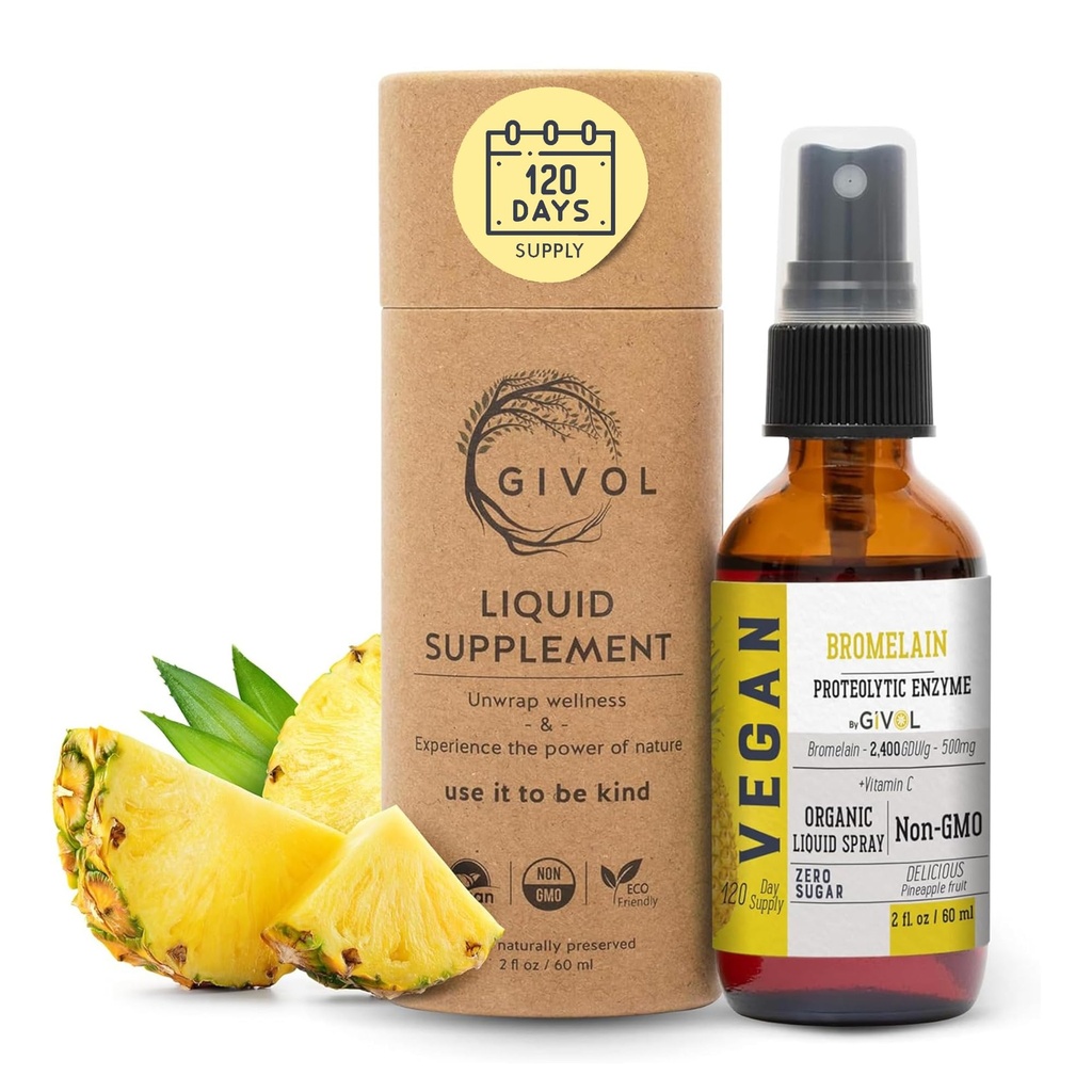 אורגני Raw Bromelain Mist-Liquid Pineapple לחלץ - להגביר את העוצמה 500 מ"ג, עבור ילדים ומבוגרים - לבריאות העיכול, תגובה inflammatory ריפוי - non-GMO - 60 מ"ל 120 יום אספקה