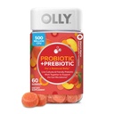 OLLY Probiotic + Prebiotic Gummy, תמיכה תזונתית ו- Gut Health, 500 מיליון CFUs, סיבים, תוספת למבוגרים לגברים ונשים, Peach, 60 יום אספקת 60