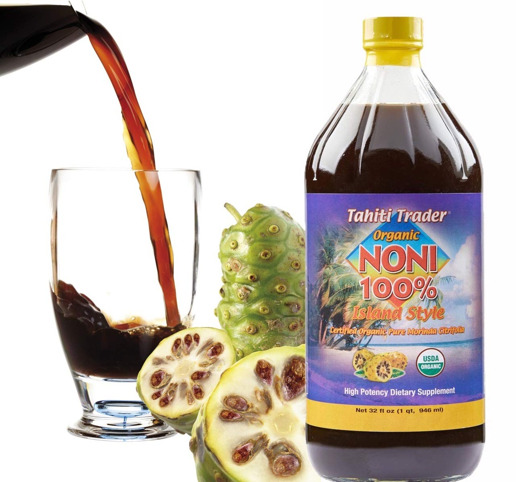 Tahiti Trader Island Style High Potency Noni Juice - Pure Noni פירות Juice Fermented to Vinegar - אורגני Antioxidant Superfood Supporting Energy & Body Health - (32oz, 1 Pack)