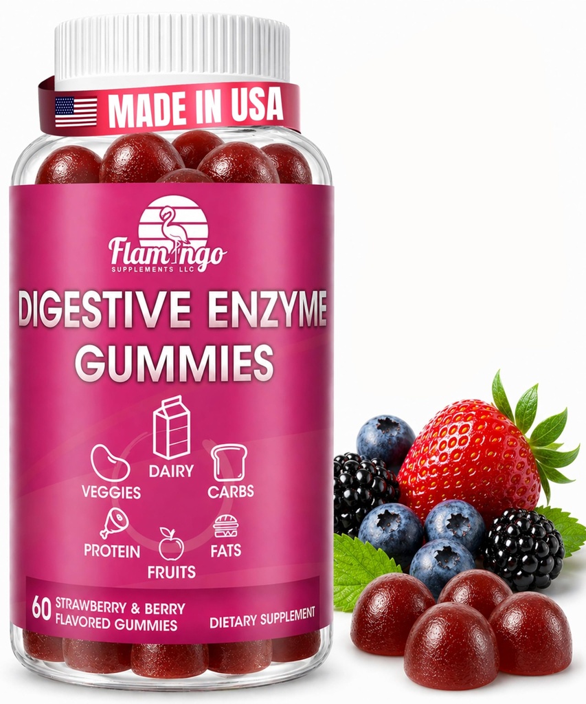 Enzymes Chewable Gummies: Helps Food Intolerance, Debloat, וכדי Digest, carbs, Veggies, חלבונים, פירות - Amylase Protease Lipase Lactase - באופן טבעי מסטיק טבעוני מפואר. 60 הרוזן