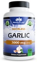 NaturaLife Labs Odorless Garlic - 3,000 מ"ג שווה לשרת - 150 Softgels - Concentrated Garlic Bulb Extract with אורגני תוספת שמן - non-GMO, Gluten-Free