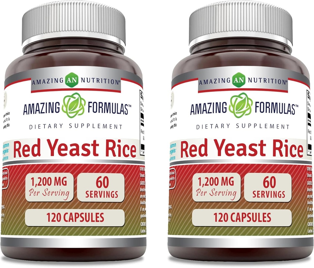 פורמולה מדהימה של Yeast Rice 1200 מ"ג פר קפסולות לשרת | Non-GMO |ten Glu | Made in USA (120 Count | 2 Pack)