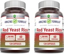 פורמולה מדהימה של Yeast Rice 1200 מ"ג פר קפסולות לשרת | Non-GMO |ten Glu | Made in USA (120 Count | 2 Pack)