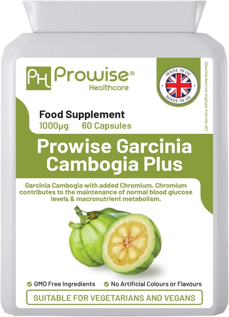 Garcinia Cambogia 1000 מ"ג 60 קפסולות - בריטניה Manufactured סטנדרטים על ידי Prowise בריאות - מתאים Vegetarians & טבעונים