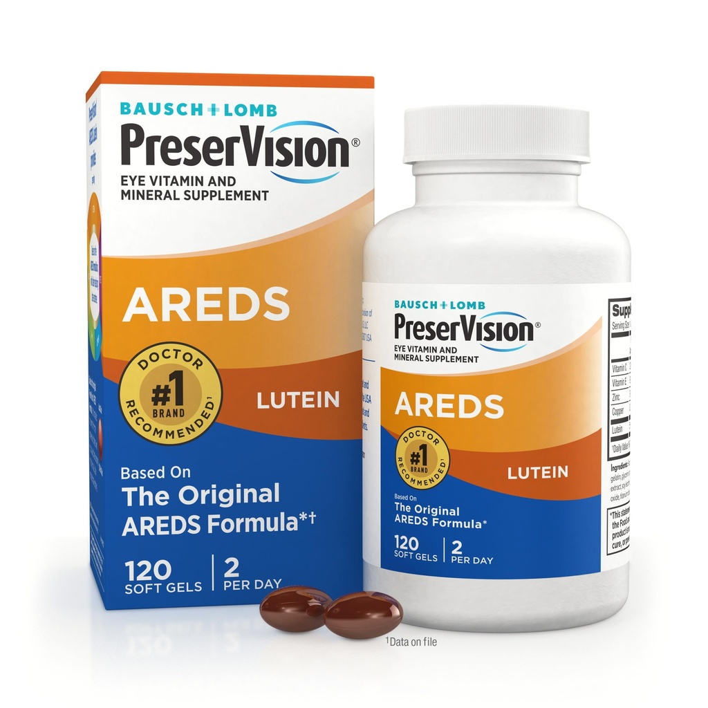PreserVision AreDS Eye ויטמינים, #1 רופא עיניים מומלץ מותג, Multivitamin עם Lutein, ויטמינים C & E, Zinc ו Copper תוספי, 120 Softgels