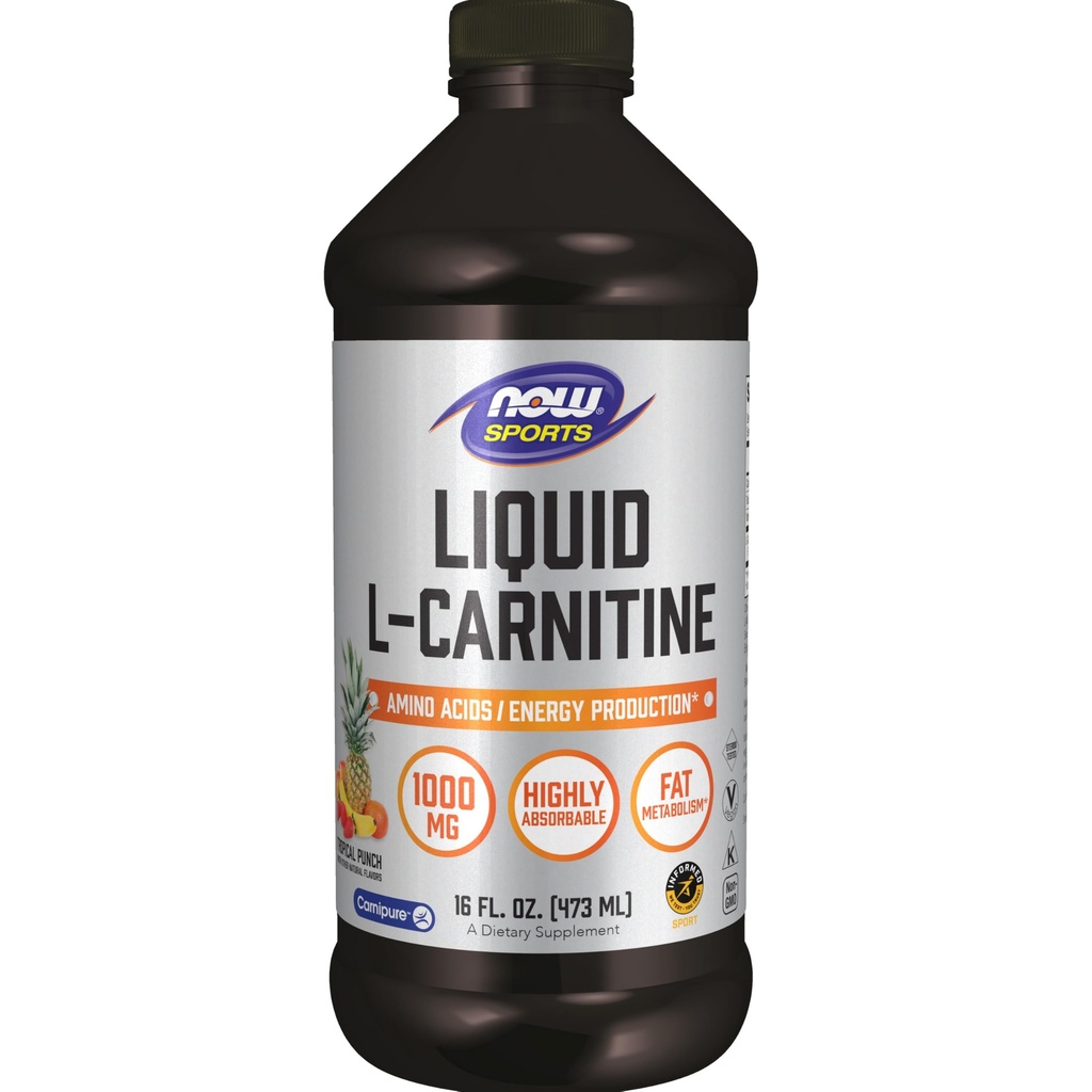 Now Sports Nutrition, L-Carnitine נוזל 1000 מ"ג, Highly Absorbable, Tropical Punch, 16-Ouncece