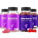 NutraChamps biotin Gummies (2 Pack) ו Oldberry Gummies (2 Pack) 4 Pack Bundle