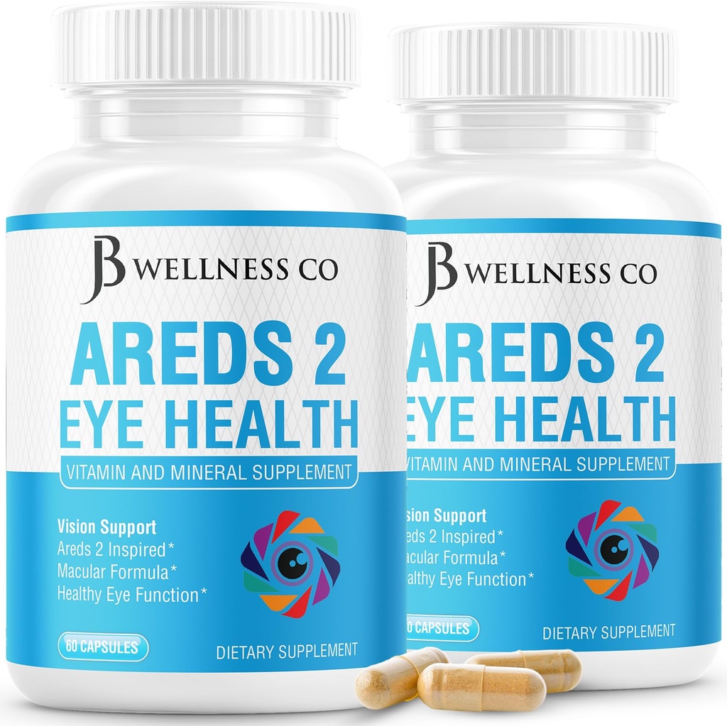 JB הם 2 עין ויטמין & מינרלים תוספת, מכיל Lutein, ויטמין C, Zeaxanthin, Zinc & Enhance ויטמין חזון - 120 Count