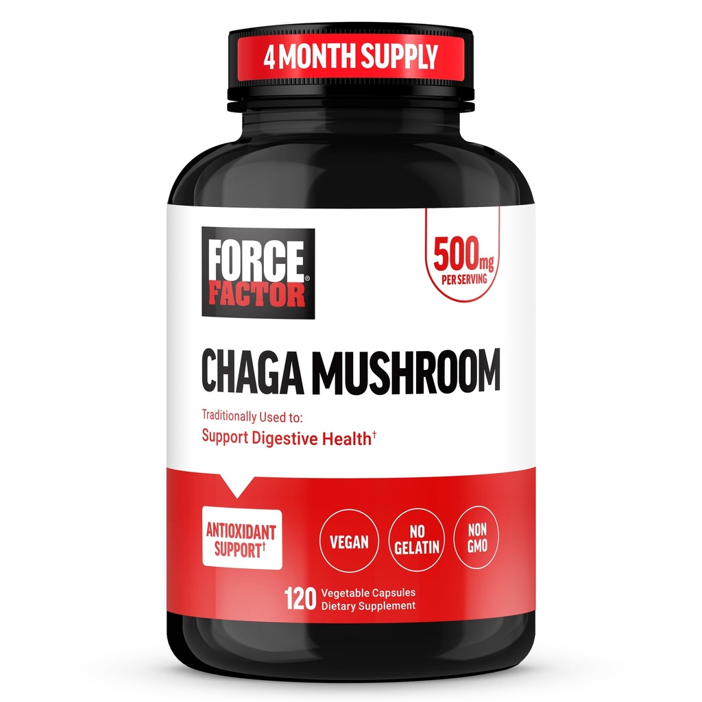 עבור FACTOR Chaga Mushrooms קפסולות, תוסף Mushroom לתמיכה בבריאות Gut ו Digestion, עשוי מ- Real Mushrooms, טבעוני, non-GMO, 120 קפסולות