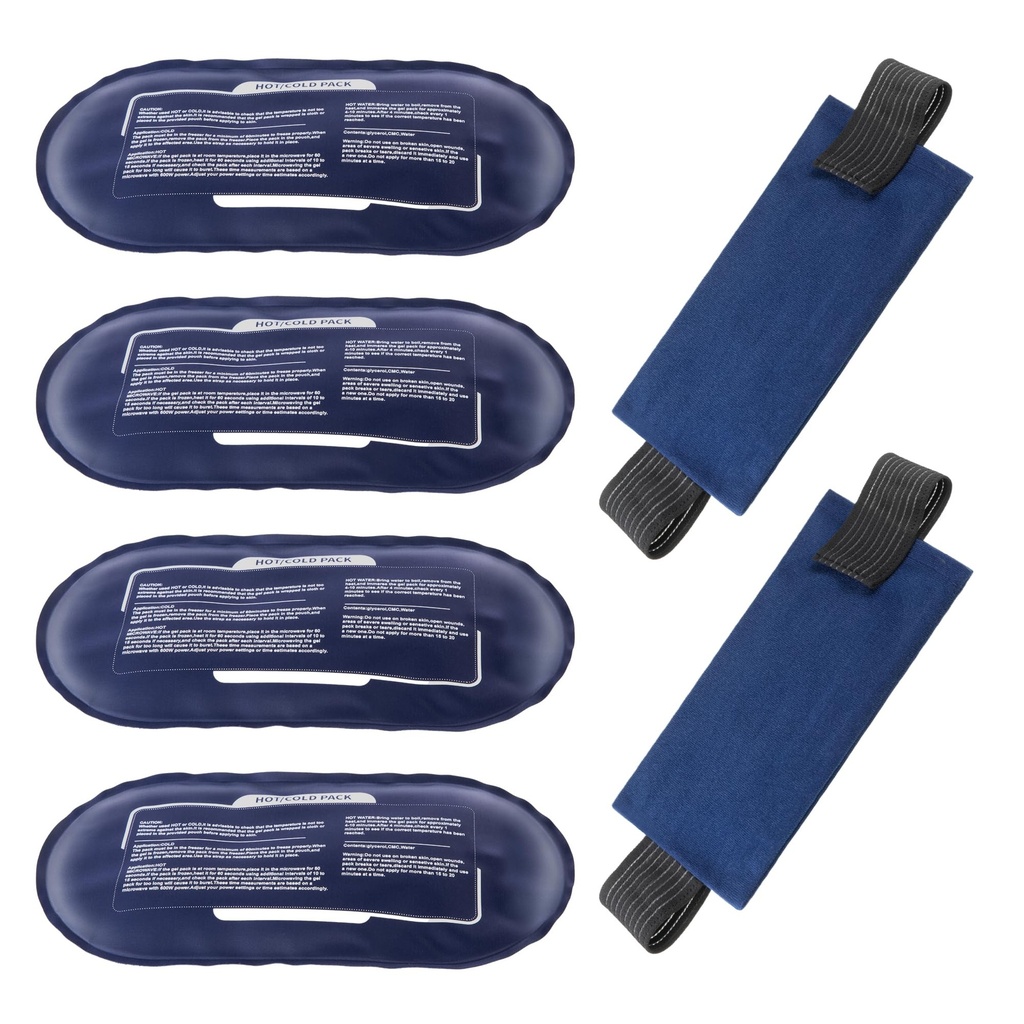 חבילות קרח עבור Injuries Reusable, 4 Pack Hot ו- Cold Gel Packs ו- 2 Pack מכוונן ג'ק וג'אנסים ל-Back Shoulders Arms Knees and Legs פציעות Recovery, Alleviate Joint and Pain Relief