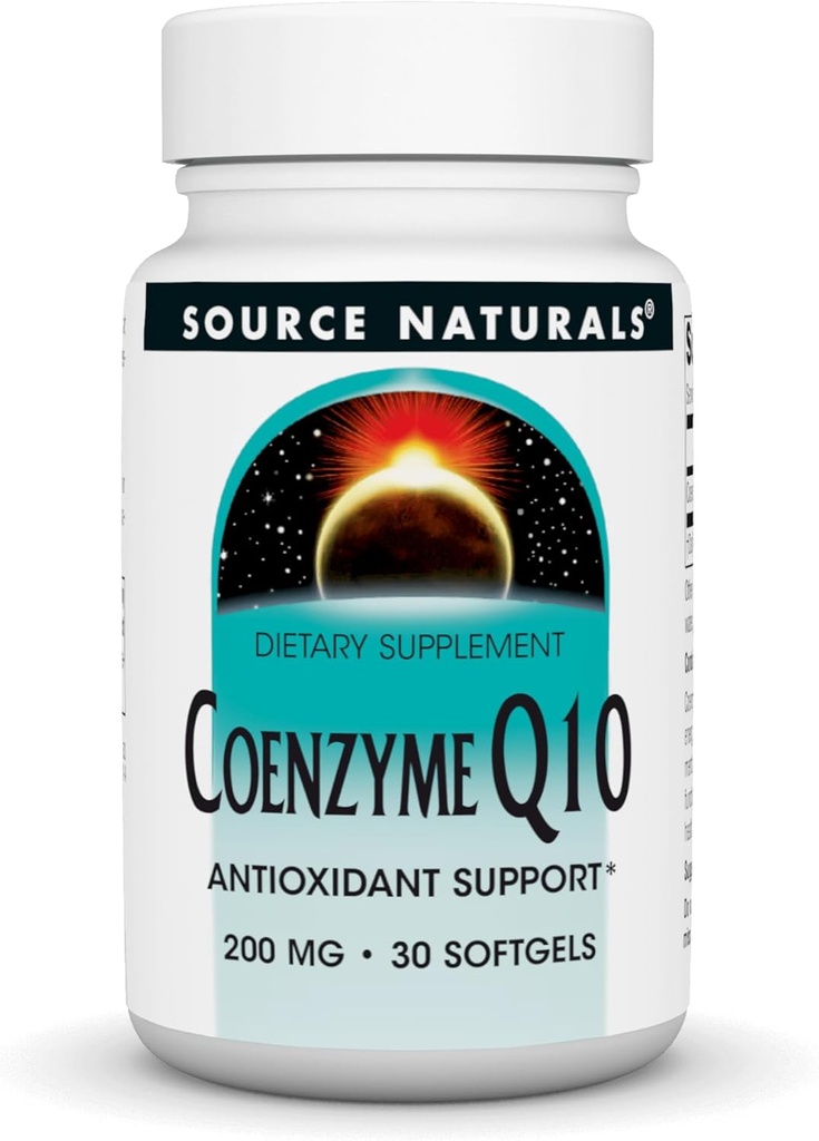 מקור: Naturals Coenzyme Q10 Antioxidant Support 200 מ"ג עבור הלב, המוח, התחמושת והתמיכה Liver - 30 Softgels