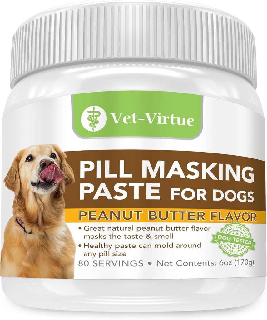 Pill Masking Paste for Dogs, Peanut Butter Flavor - Perfect Pet Medicine מתייחס להסתרת גלולות, תרופות וקפסולות, עם רכיבים טבעיים & ארוז עם כלבים אהבה פלאדור