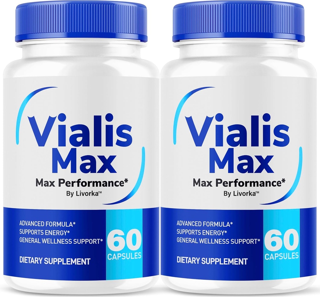 (2 Pack) Vialis Max Pills for Men - רשמי Vialis Max Premium תמיכה פורמולה עבור אנרגיה מהירה, אנדורנס וביצוע, VialisMax קפסולות מתקדמות פורמולה, 120 קפסולות עבור 2 חודשים