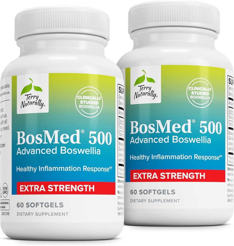 טרי באופן טבעי BosMed 500 - Boswellia Serrata לחלץ תוספת - תוספת תזונתית לתמיכה בריאה Lung - Herbal תוסף פורמולה - 60 Softgels (Pack של 2)