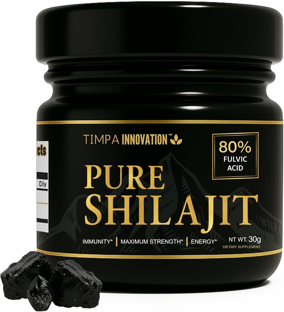 ^ Authentic ההימלאיה שילאג'יט רזין, Chilajil para Hombre 100 Original, 100% Pure Gold Class Shilajit, עם 85 + Trace מינרלים ו 80% Fulvic Acid, עבור גברים ונשים 30g 50 משרתים