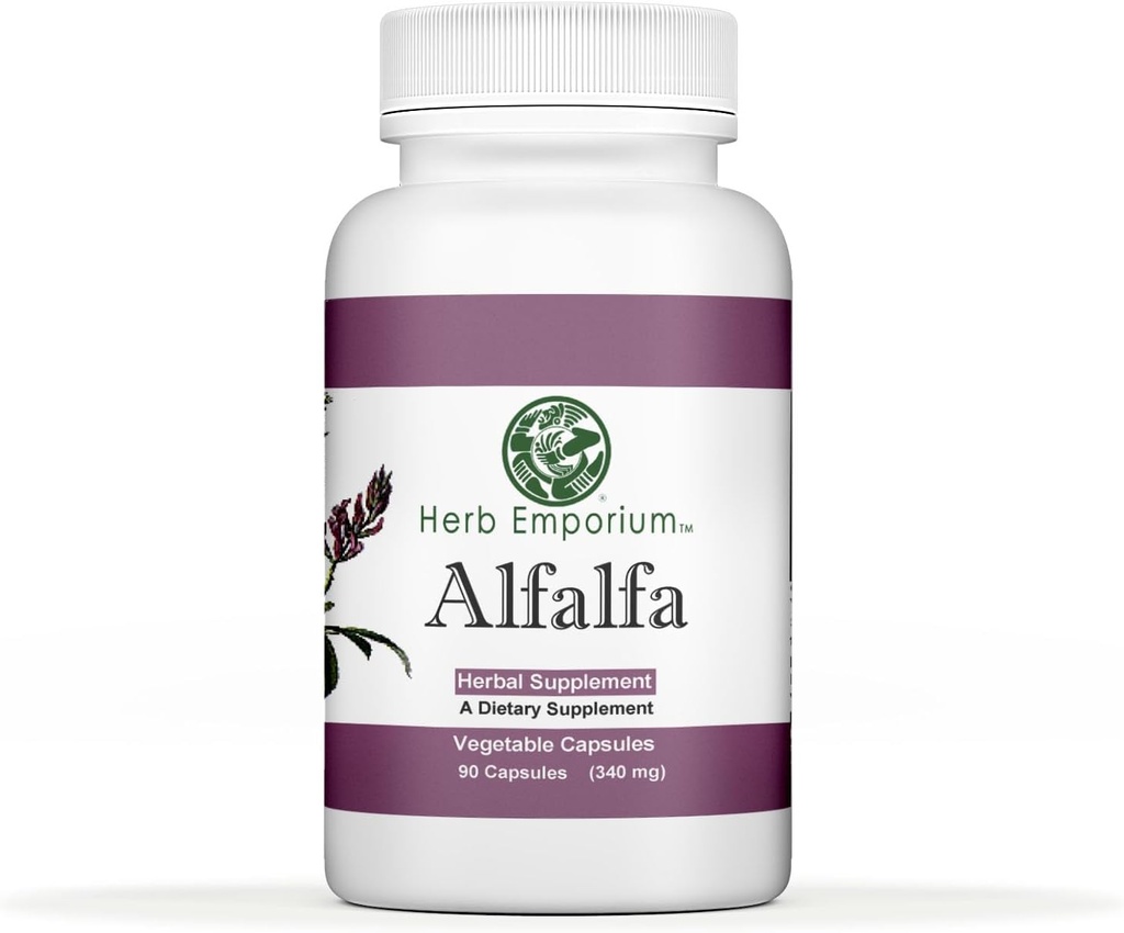 Herb Emporium alphalfa (Medicago Sativa L, Alpalpa) קפסולות של 90 קפסולות ירקות (340 מ"ג) תוסף צמחי מרפא עבור תזונה (Pack of 1)