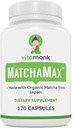 MATCHAMAXTM אורגני התאמתה קפסולות - Pure Organic Fita Green Tea Pills for Smooth Zen-Like Energy ו- Natural Mood Boost - תוספת טבעונית של Matcha ארוזה עם Antioxidants - 120ct