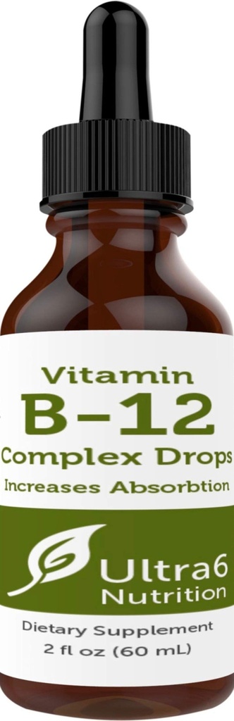 Ultra6 תזונה ויטמין B12 טיפות נוזליות sublingual - B12 Methyleobalamin תוסף גדול עבור אנרגיה ועייפות - תוספי ויטמין-B עבור נשים וגברים - 90 יום אספקה