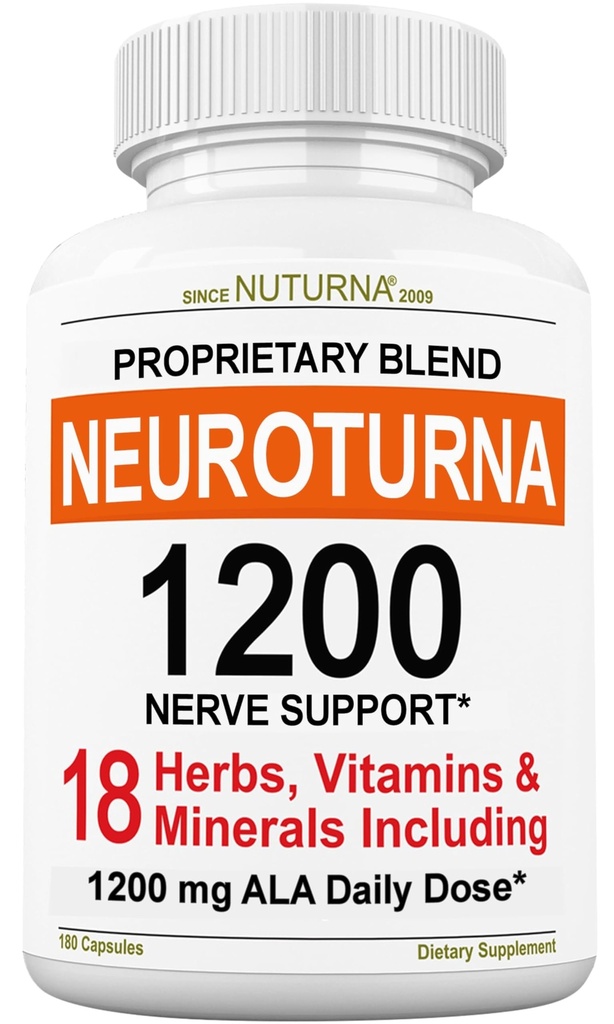 תוספי תמיכה נוירופתיה עם 1200 מ"ג Pure Alpha Lipoic Acid - כוח מקסימלי מתחל פורמולה כדי Fortify Nerves in Fingers, Hands, Toes, & Feet - Best Natural Nerve הקלה תמיכה - 180 קפסולות
