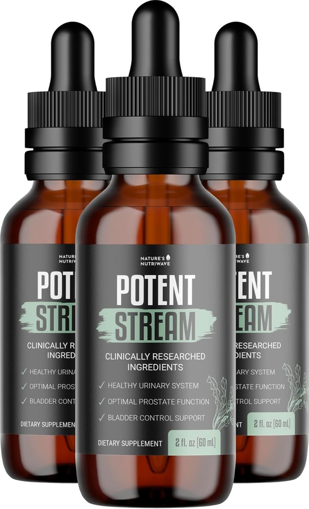 PotentStream Drops - פורמולה מקורית, תוסף נוזלי טבעי עם פלטי צמחים | 100% טבעי, מיוצר בארה"ב, 3 חודשים אספקה