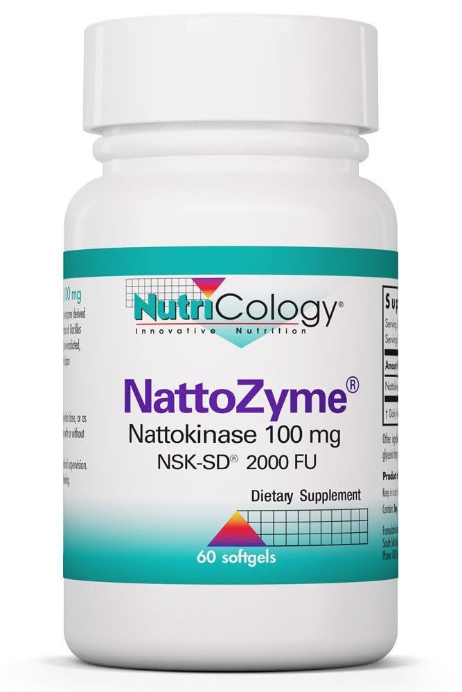 Accology NattoZyme - Nettokinase תוסף NSK-SD 2000 FU, 100 מ"ג, לגברים ונשים, Hypoallergenic, Formula for Heart Support - 60 Vegetarian Softgels