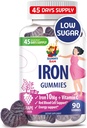 SunNY SAM Iron Gummies לילדים ומבוגרים - ויטמין ברזל עם ויטמין C, 10 מ"ג לשרת - Chewable פירות Gummy for Immune Support Red Blood Cell הפקה