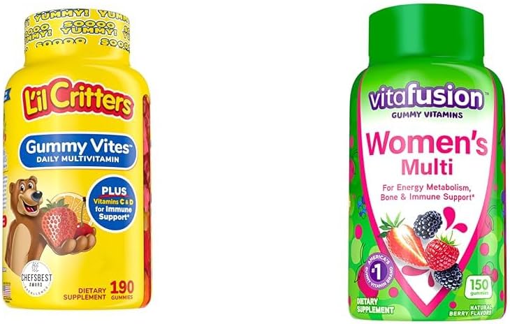 L'il Critters Gummy Vites Daily Gummy Multivitamin לילדים & Vitafusion Womens Multivitamin Gummies