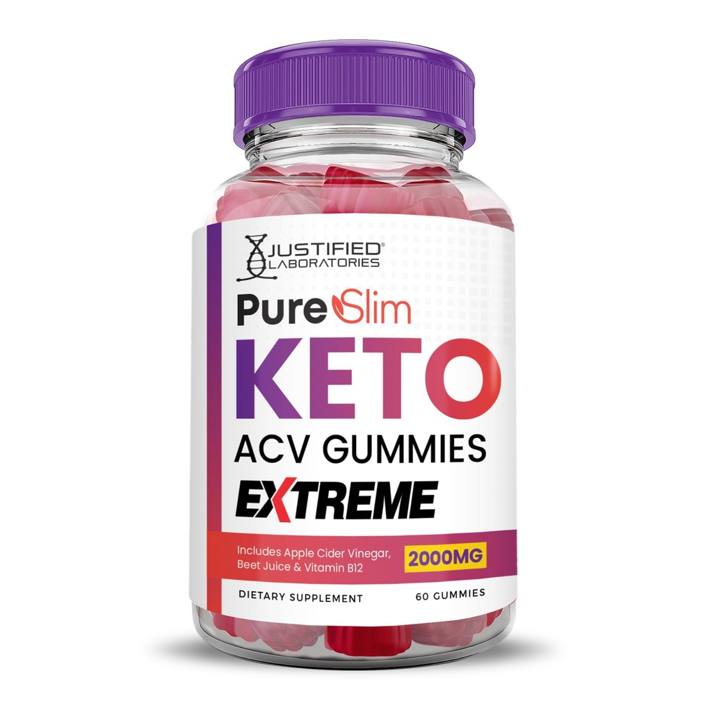Justified Laboratories Pure Slim Keto ACV Gummies Extreme 2000MG PureSlim Keto Gummies Advanced Formula Apple Cider Vinegar with Pomegranate Beet Juice אבקת B12 טבעוני non GMO 60mys