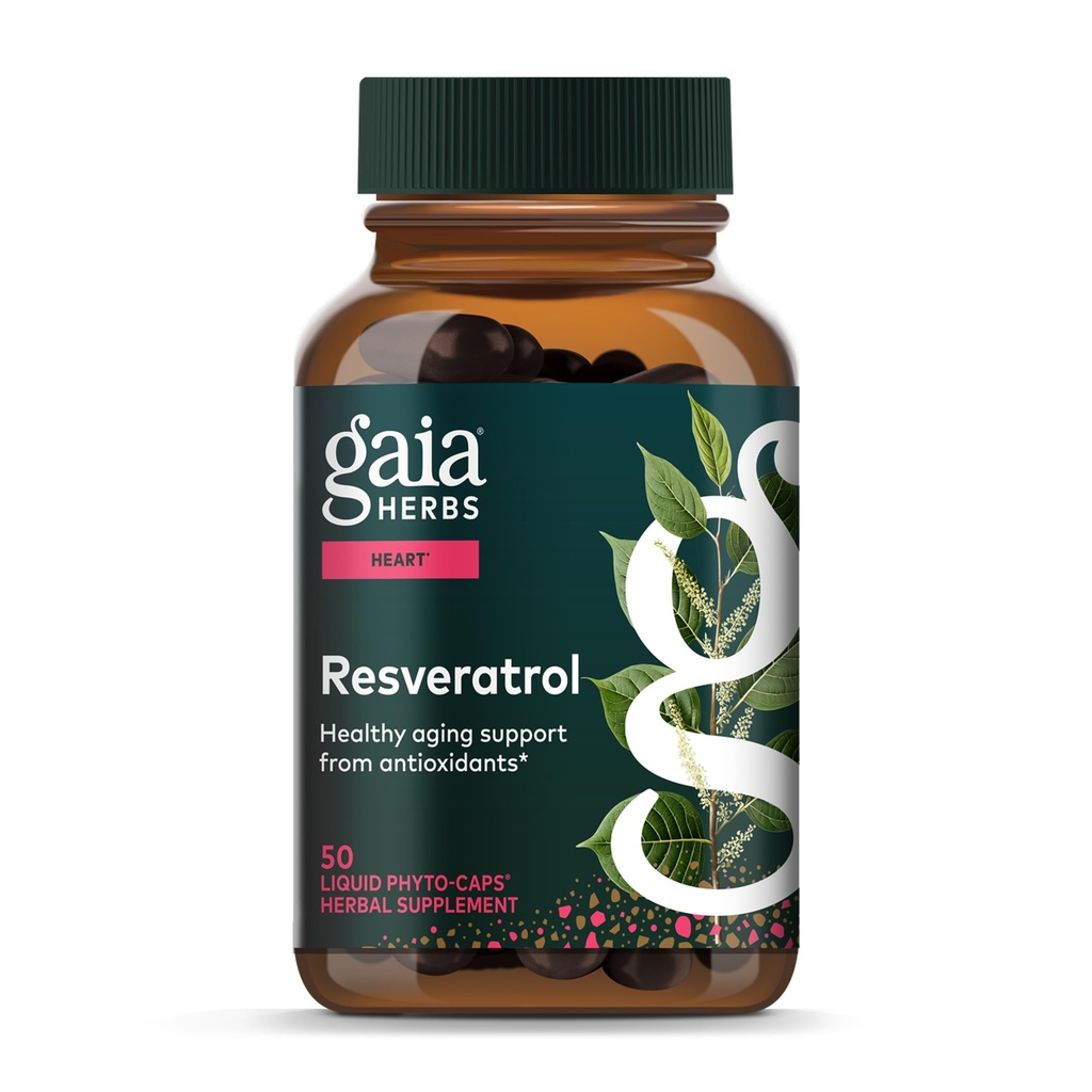 גאיה Herbs Resveratrol 150 - Beauty & Radiance Antioxidant Support Supplement - Made with Japanese Knotweed - מכיל 150 מ"ג Trans-Resveratrol לשרת - 50 Phyto-Capsulesules (25 ימים אספקה)