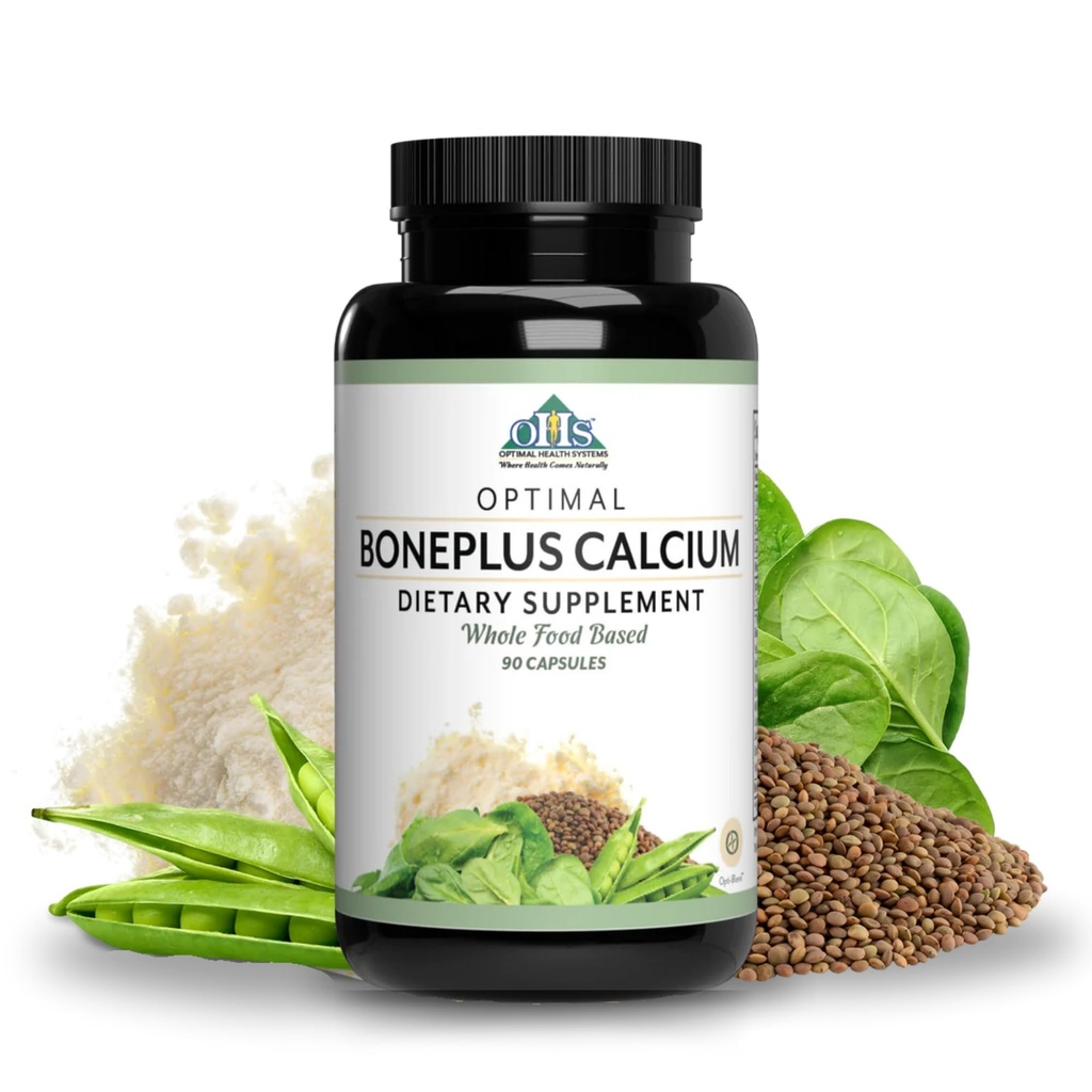 מערכות בריאות אופטימאליות BonePlus Calcium | Highly Absorbable Chelated Calcium + Ipriflavone, Probiotics, Plant Enzy |עצמות העצם | 90 קפסולות