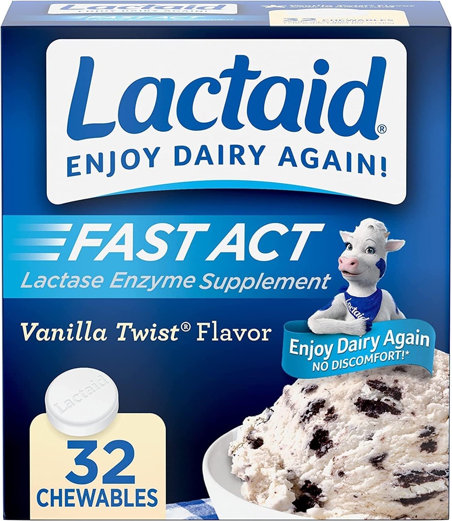 LACTAID Fast Act Chewables Vanilla Twist 32 Tablet