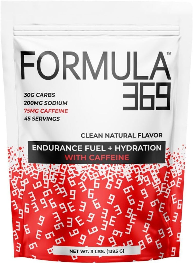 פורמולה 369 עם Caffeine, Endurance Fuel Drink Mix, 3 פאונד באג עם 45 משרתים, 30g של פחמימות ו-75 מ"ג של Caffeine לשרת, פחמימות גבוהות לערבב עם 1:1 Ratio Glucose ל Fructose, טבעוני, Gluten Freeten Freeten Freeten