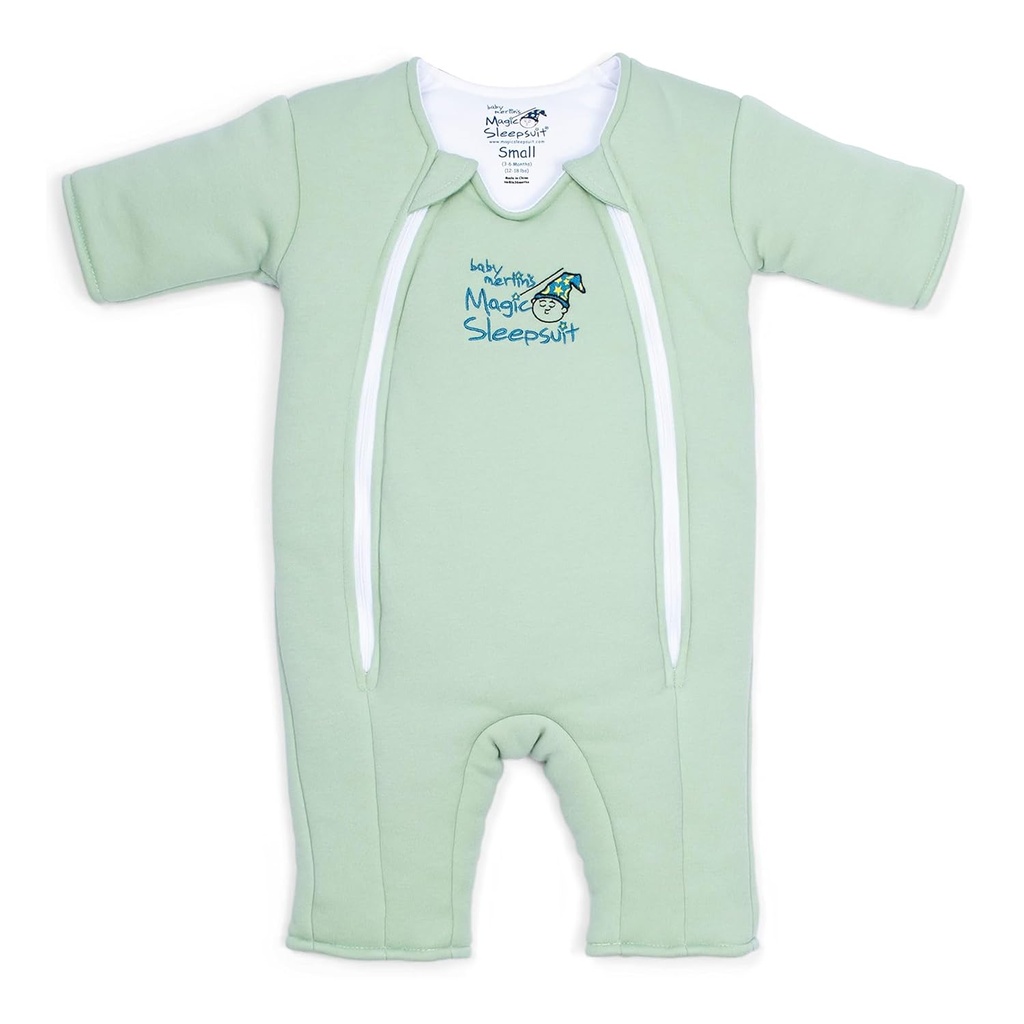 תצלום: Baby Merlin's Cotton Baby Swadle Transition Product - Soft and Cozy Design, Double Zipper for Easy Diaper Changes, מקדם שינה בטוחה, 3-6 חודשים - סייג ירוק - גדול 18-21lbs