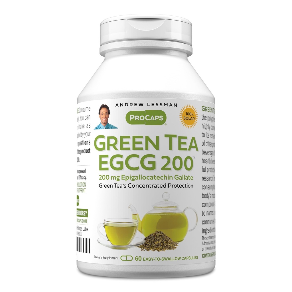 ANDREW LESSMAN ירוק תה EGCG 200 מ"ג - 60 קפסולות - 200 מ"ג EGCG, תמיכה אנטי-חמצן חזקה לתפקוד Liver בריא, Immune, Brain, Heart and Circulatory Systems. אין תוספת