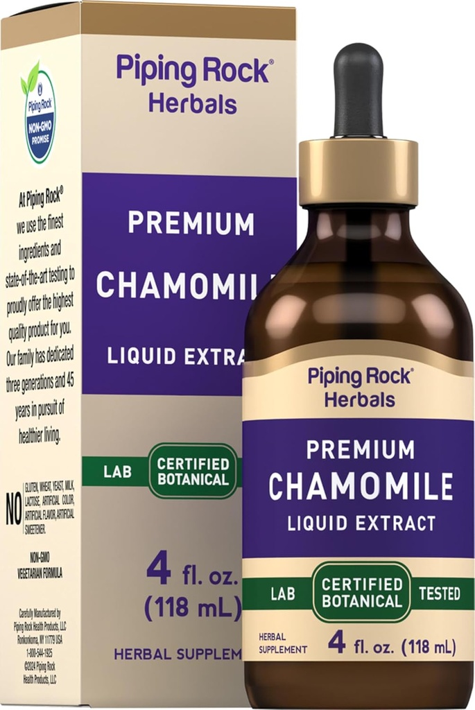 Piping Rock Chamomile Fish Drops | 4 Fl Oz | Herb Tincture תוסף
