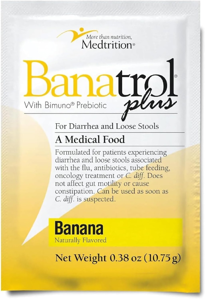 Banatrol Natural Anti-Disarrheal עם Prebiotics, הקלה עבור IBS, Recurring Diarrhea, תמיכה קלינית מזון רפואי, ללא עצירות (Banana)