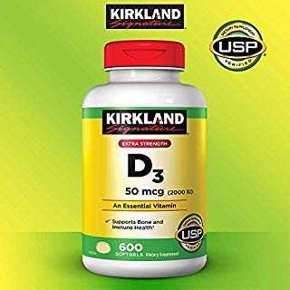 קירקלנד חתימה מצפה עוד כוח D3 50 mcg, 600 Softgels